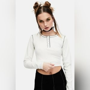 White cropped Henley t-shirt